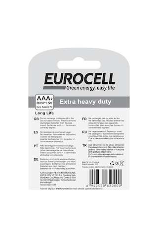 Eurocell- Aaa2 R03p 1.5 V İnce Kalem Pil