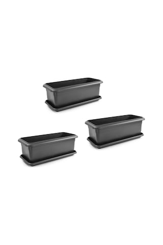 Omnipazar So-v692 Tabaklı Villa Bahçe Saksı Takımı 62 Lt Antrasit 3 Adet