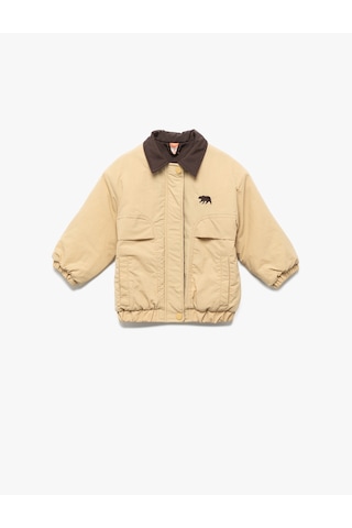 Koton Uzun Kollu Cep Detaylı Renk Bloklu Fermuarlı Gömlek Yaka Bomber Mont Deve Tüyü 6wmb20007tw Taba