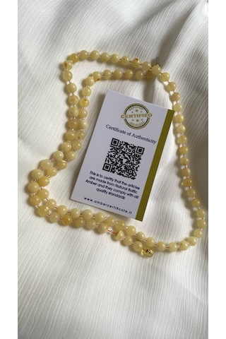 14 Gramyetişkin Kehribar Kolye Sarı