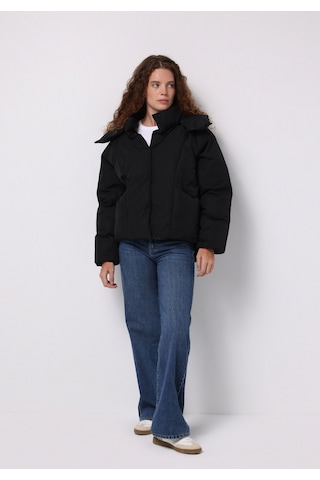 Colins Regular Fit Kapüşonlu Fermuarlı Astarlı Çıkarılabilir Kapüşonlu Kadın Siyah Mont Cl1076422 Q1.v1 Blk Siyah