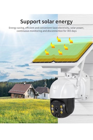 Wifi Uygulamalı Gece Görüşlü Solar Güneş Enerjili Kamera Akıllı Dış Mekan Güvenlik Kamerası