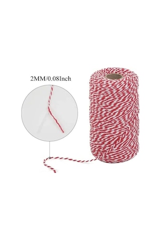 Bileklik İp Beyaz Kırmızı Şans Bilekliği İpi 2 Mm 200 Gr Kırmızı