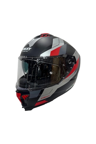 Sway Sw 865 Titan Black White Red Güneş Gözlüklü Kask Kırmızı - Mat Siyah