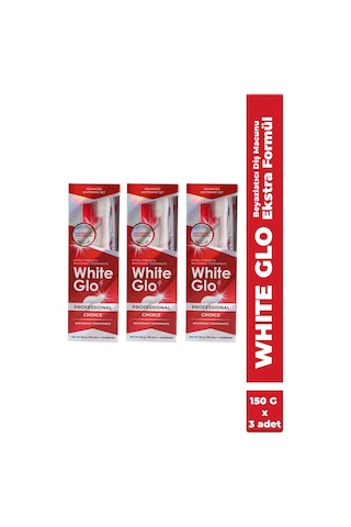 White Glo Ekstra Beyazlatıcı Diş Macunu 150 G + Diş Fırçası x 3