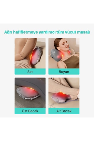 Skg T1-2 Pro Masaj Yastığı, Termoterapi-ısı Terapisi, Bel, Kalça, Sırt, Omuz Boyun Masaj Aleti Gri