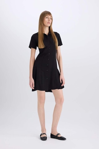 DeFacto Polo Yaka Basic Düz Kısa Kollu Pileli Mini Elbise D4203AX24AUBK27