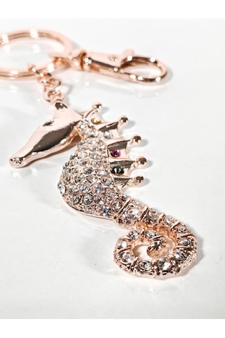 Taşlı Denizatı Anahtarlık Rose Gold Işıltılı Şık Çanta & Anahtar Aksesuarı Çok Renkli