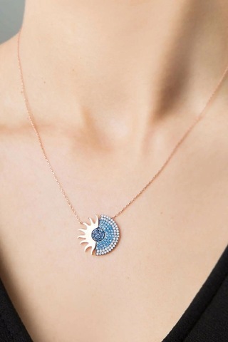 925 Ayar Zirkon Taşı Gümüş Güneş Kolye