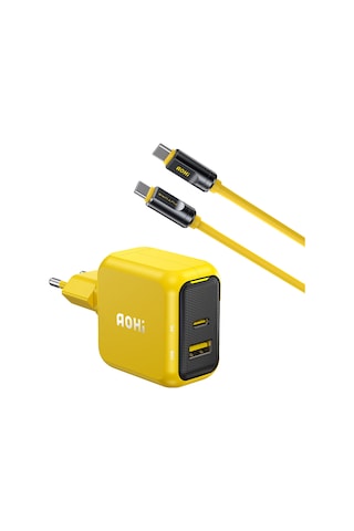 Aohi Magcube 67w 2 Portlu Şarj Adaptörü, 240w 8k Süper Hızlı Şarj/data Kablosu Seti