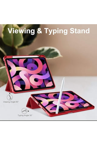Apple Uyumlu iPad Air 11 İnç M2 2024 Kılıf Pen Slot Charging Case Kalem Bölmeli A2902 A2903 A2904 Kapaklı Kılıf