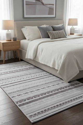 Gri Siyah Pamuk Polyester Modern İskandinav Yıkanabilir Halı - Yo13000a Gri - Siyah