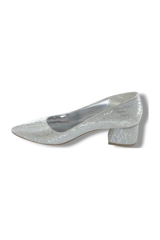 C-shoes Lh1000-26 Simli Aynalı Kalın Topuklu Kadın Ayakkabı 6cm 41-42 GÜMÜŞ