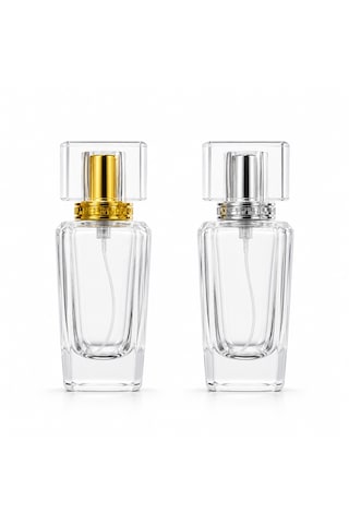20 Adet Boş Cam Parfüm Şişe, 50 Ml, Kare Konik Prizma Model, Şeffaf-fpr-60-10