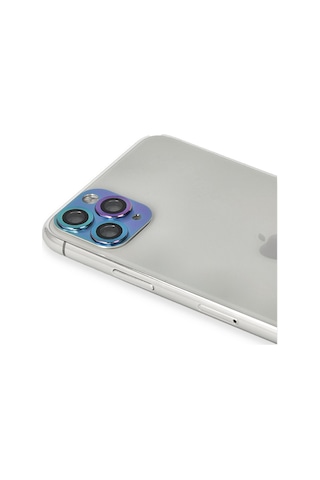 Newface Apple iPhone Uyumlu 11 Pro Max Pers Alüminyum Kamera Lens Semeglbl - 12 - Rainbow -