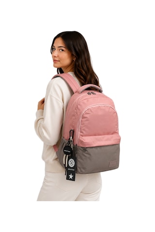 Pudra Vizon Unisex Okul Çantası Su Geçirmez Kumaş Unisex Okul Sırt Çantası 2200 Pembe