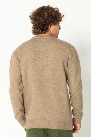 Erkek Kaşmir Dokulu Bisiklet Yaka Şık Triko Kazak Vizon