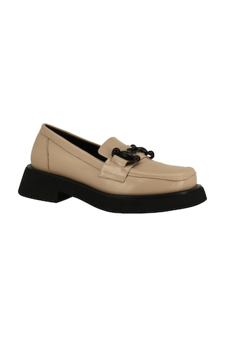 Albini 2610953 Hakiki Deri Kadın Loafer Ayakkabı Bej