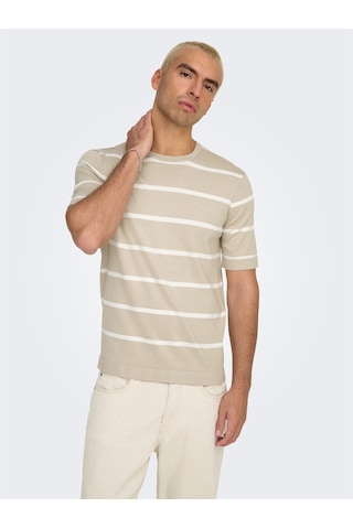 Only & Sons Onswyler Lıfe Reg 14 Ss Strıped Knıt Erkek Gri Kazak - Os22032764 Gri