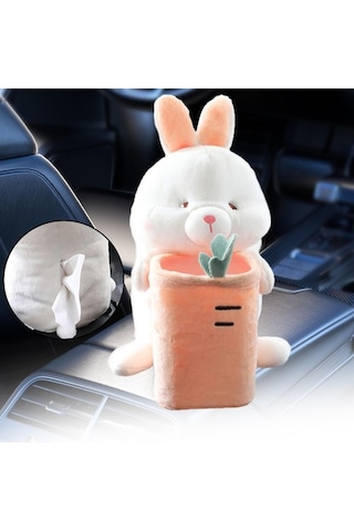 Createtech Yumuşak Tavşan Peluş Oyuncak Sevimli Suntek Kutu Çöp Araba Qr Diğer