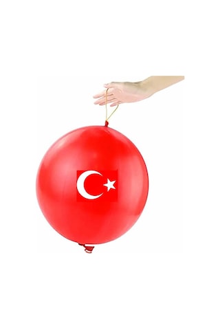 Yüksek Kalite 50 Adet Bayraklı Lastikli Balon 45 Cm Balon Bayraklı Balon İtalyan Malı Punch Balloon Kırmızı