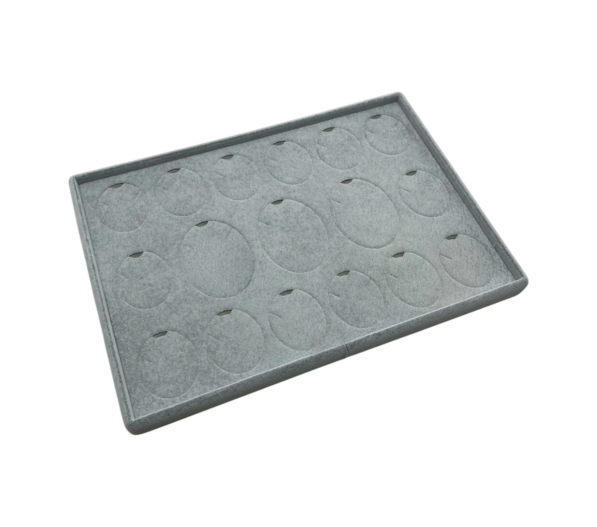 Süet Kumaş Gri 34-24 Cm Ayaklı 17 Pedli Kolye Tabla Stand