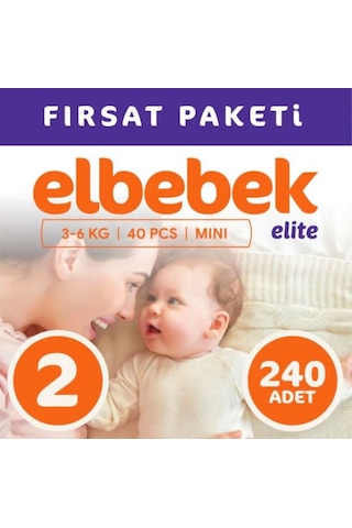 Elbebek Elite Bebek Bezi 2 Numara Mini Fırsat Paketi 240 Adet 6'lı