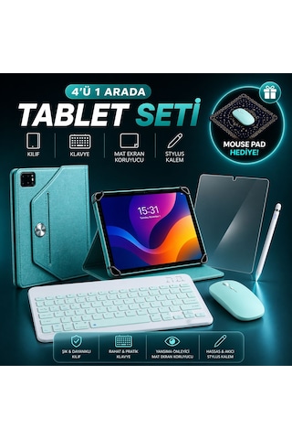 Redmi Pad 2 11" Uyumlu 4 Lü Tablet Seti Klavye + Kılıf + Kalem
