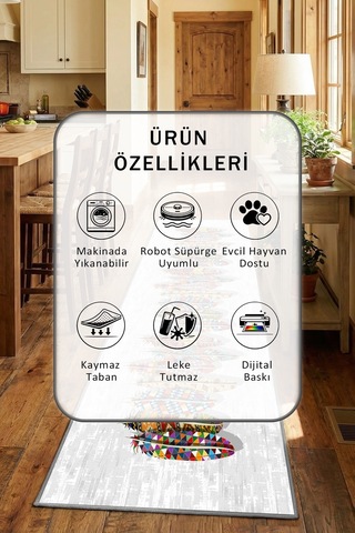 Doruk Gri Yıkanabilir Mutfak Halısı