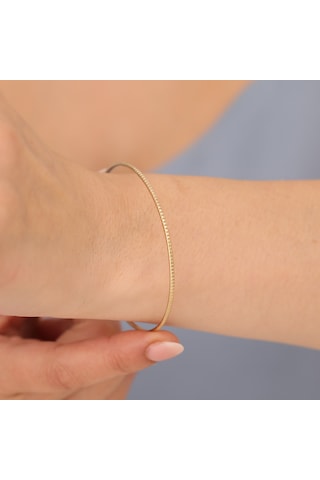 925 Ayar Altın Mikron Kaplama Desenli Ajda Bilezik - Bv00101 Gold