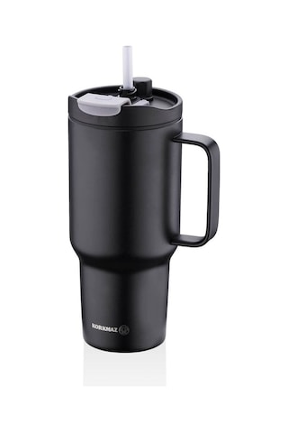 Korkmaz A5577 Freedom 1 Litre Siyah Pipetli Bardak Termos Siyah