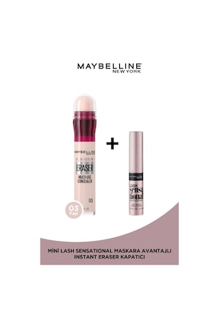 Maybelline New York Instant Eraser Kapatıcı 03 Fair + Mini Lash Sensational Maskara