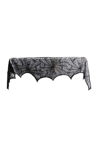 Youmex Halloween Dekorasyonu İçin Siyah Örümcek Ağı Desenli Polyester Kamin Örtüsü - 46x244 Cm, Esnek Ve Yıkama Uygun, Korkunç Ambiyans Oluşturucu