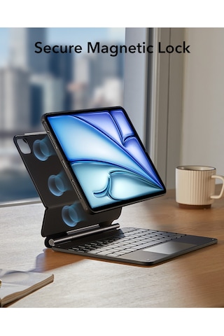 iPad Uyumlu  Air 11 M2/m3/m4/m5 Rebound 360 Manyetik Klavyeli Kılıf Siyah Klavyeli Kılıf