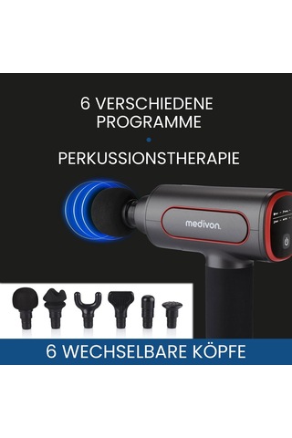 Medivon Gun Pro Taşınabilir Masaj Tabancası 6 Masaj Başlığı Sırt, Boyun, Bacak Ve Kol Kasları İçin Sessiz Motorlu Derin Masaj Taşıma Çantası - Siyah