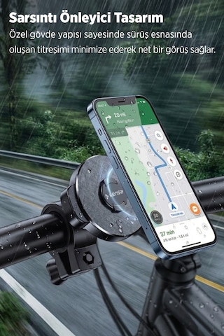 Motosiklet Ve Bisiklet Manyetik Telefon Tutucu Siyah