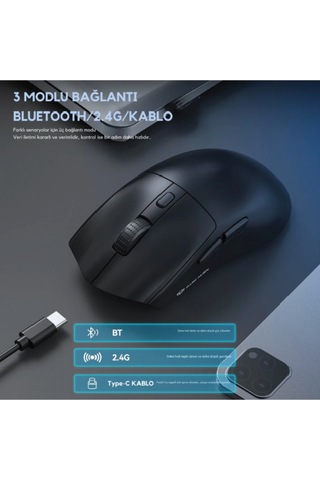 Dark Alien X1 Light Tri Mode Wired Wireless Gaming Mouse Paw3311 59 Gram Şarj İstasyonu Diğer