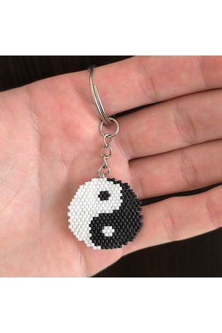 Yin Yang Miyuki Anahtarlık&çanta Süsü Siyah - Beyaz