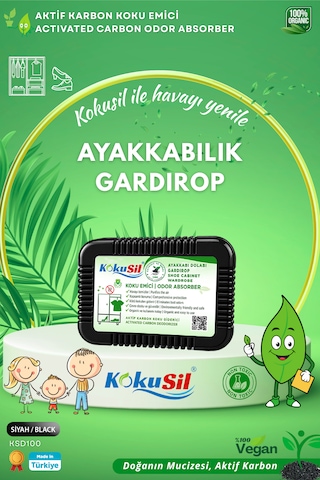 Kokusil Ayakkabı Dolabı, Gardırop Koku Giderici Ve Koku Emici Siyah