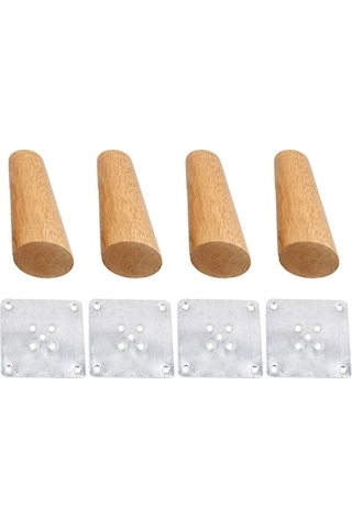 Mufunye 4 Paket Masif Ahşap Eğimli Mobilya Ayakları 20cm Yedek Bacaklar Ve Vidalar İle Kanepe Tv Yatağı Yemek Masası