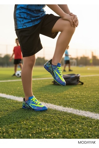 Modayak Walked Mavi-sarı Çorapsız Halısaha Krampon Futbol Ayakkabısı Mavi