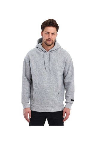 Adams Kapüşonlu Oversize Kanguru Cep Şardonlu 3 İplik Erkek Sweatshirt 001