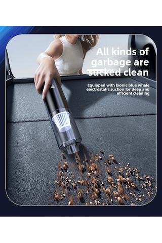 Araç İçi Küçük Yüksek Emişli Elektrikli Süpürge: Taşınabilir Şişirilebilir Çift İşlevli-siyah