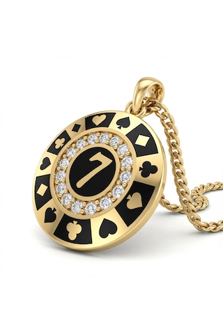 7 Figürlü Poker Chip Kolye Ucu Çok Renkli
