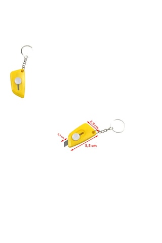 Sarı Renk Minik Maket Bıçağı Anahtarlık 1 Adet Ebat: 5,5 Cm X 2,9 Cm, Bıçak Boyut: 0,9 Cm X 0,9 Cm