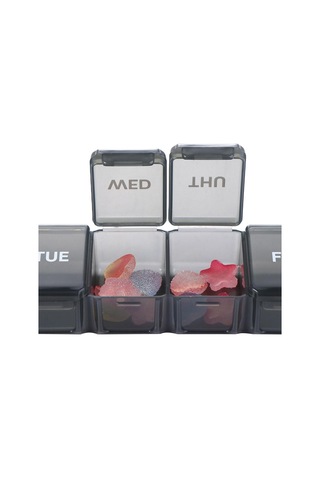 Plastik Kapsül Düzenleyici Ayrı Bölmeler İlaç Kutuları Seyahat Hap Kutusu Mini Dağıtıcılar 7 Günlük Hap Saklama Kutusu Siyah,