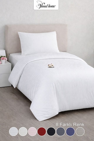 Tek Kişilik %100 Pamuk Saten Nevresim Seti Premium Seri 8 Renk Seçeneği 160x220 Beyaz