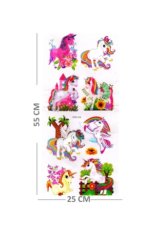 Duvar Sticker Kabartmalı 3 Boyutlu Sticker, 3d Duvar Stiker Xmb006 55x25 Cm - Unicorn Rainbow