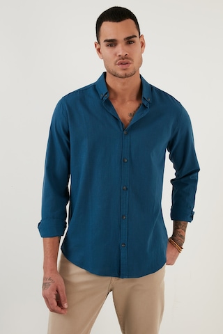 Buratti Pamuklu Regular Fit Düğmeli Yaka Erkek Gömlek Cf20S111871 Indigo