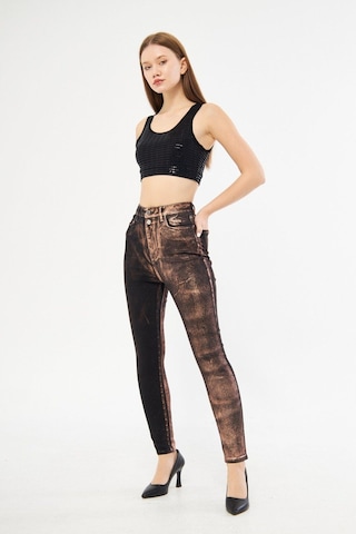 Varaklı Çift Renk Jean Pantolon 001
